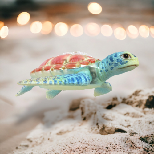 Glass Sea Turtle Ornament Coastal Christmas Decor *SHIPS WITHIN 15 DAYS*