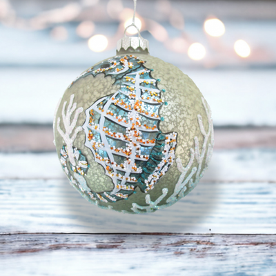 Seafoam Beaded Seahorse Ornaments Set Of 2 Coastal Christmas Decor *SHIPS WITHIN 10 DAYS*
