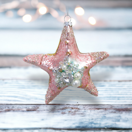 Jeweled Pastel Starfish Ornament Coastal Christmas Decor *SHIPS WITHIN 10 DAYS*