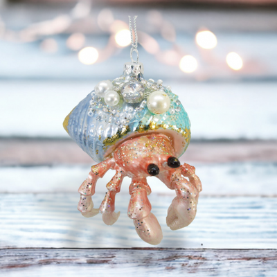 Jeweled Hermit Crab Ornaments Set of 2 Coastal Christmas Decor *SHIPS WITHIN 10 DAYS*