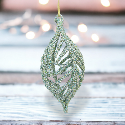 Seafoam Coral Teardrop Ornament Coastal Christmas Decor *SHIPS WITHIN 10 DAYS*