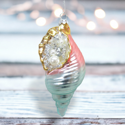 Metallic Spiral Shell Ornament Coastal Christmas Decor *SHIPS WITHIN 10 DAYS*