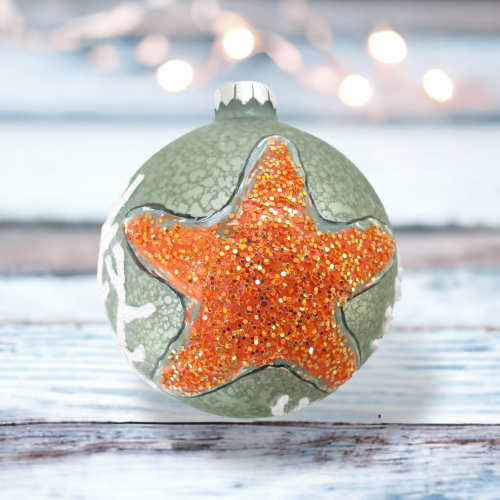 Coral Starfish Ornaments Set Of 2 Coastal Christmas Decor *SHIPS WITHIN 10 DAYS*