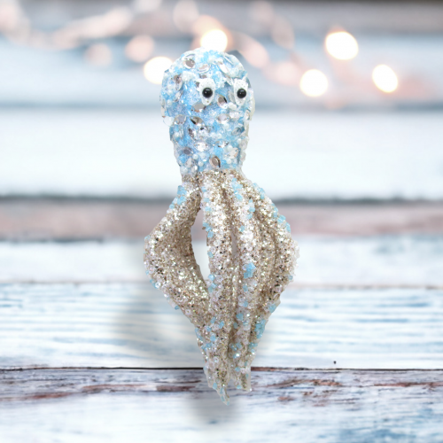 Beaded Octopus Ornaments Set Of 2 Coastal Christmas Decor *SHIPS WITHIN 10 DAYS*