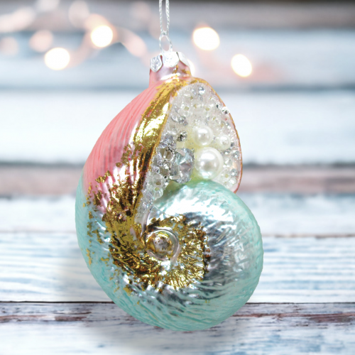Metallic Shell Ornament Coastal Christmas Decor *SHIPS WITHIN 10 DAYS*