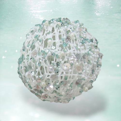 Blue String Ball Ornaments Set of 2 Coastal Christmas Decor *SHIPS WITHIN 10 DAYS*