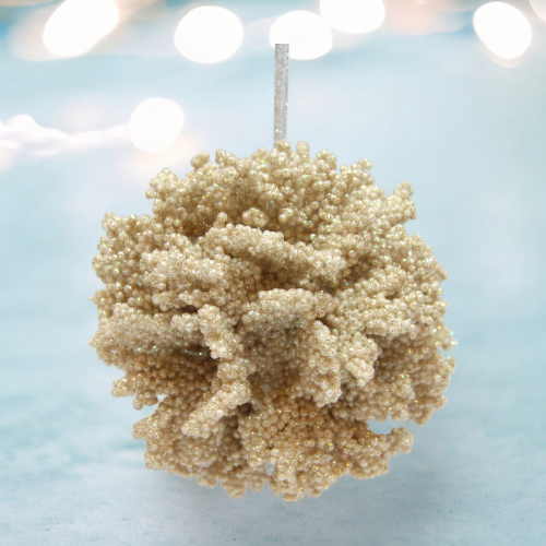 Natural Coral Ball Ornament Coastal Christmas Decor *SHIPS WITHIN 10 DAYS*