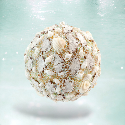 Sea Mist Shell Ball Ornament Coastal Christmas Decor *SHIPS WITHIN 10 DAYS*