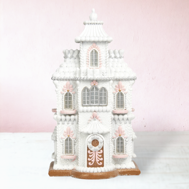 24&quot; LED White Gingerbread House Christmas Decor *SHIPS WITHIN 10 DAYS*