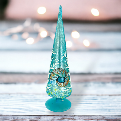 Glass Tree Decor With Shell Coastal Christmas Decor *SHIPS WITHIN 10 DAYS*