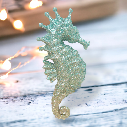 Blue/Seafoam Seahorse Ornament Coastal Christmas Decor *SHIPS WITHIN 10 DAYS*