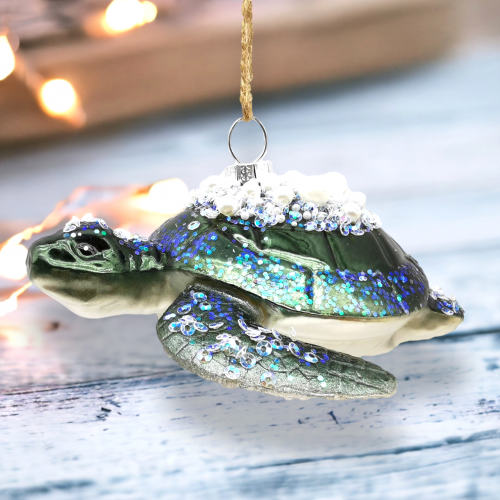 Blue Turtle Ornament Coastal Christmas Decor