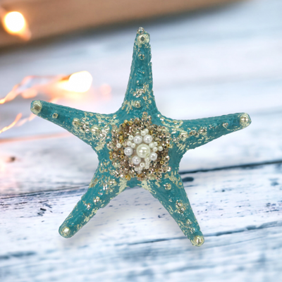 blue Sea Star Set Of 4 Ornaments Coastal Christmas Decor *SHIPS WITHIN 10 DAYS*