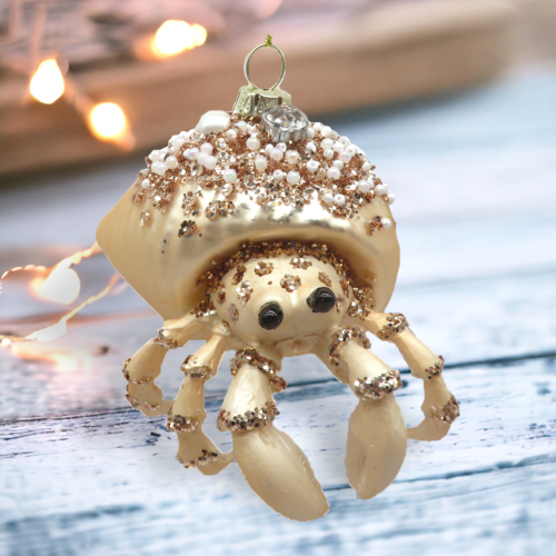 Gold Hermit Crab Ornament Coastal Christmas Decor *SHIPS WITHIN 10 DAYS*