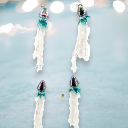 Iridescent Jellyfish With Fur Garland Coastal Christmas Decor *SHIPS WITHIN 10 DAYS*