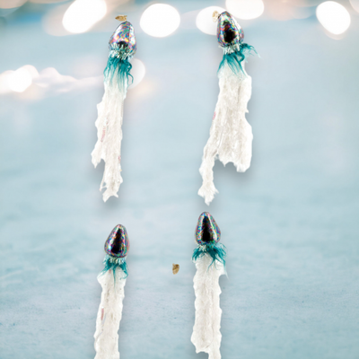Iridescent Jellyfish With Fur Garland Coastal Christmas Decor *SHIPS WITHIN 10 DAYS*