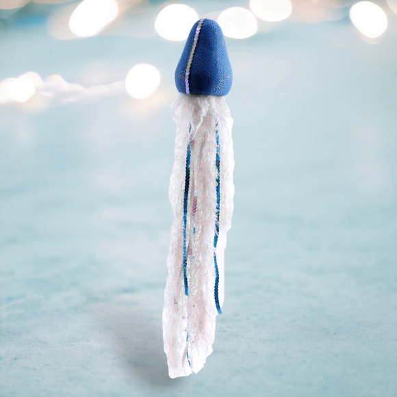 Jellyfish With Blue Sequin Coastal Christmas Decor *SHIPS WITHIN 10 DAYS*