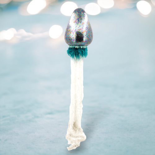 50&quot; Iridescent Jellyfish With Teal Fur Decor Coastal Christmas Decor *SHIPS WITHIN 10 DAYS*
