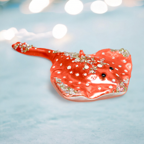 Coral Stingray Ornaments Set Of 2 Coastal Christmas Decor *SHIPS WITHIN 10 DAYS*