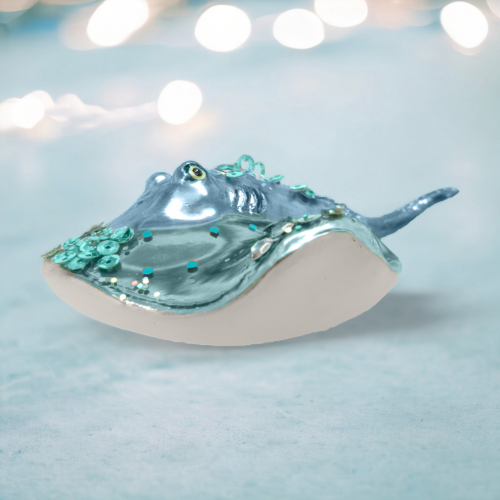 Blue/Teal Stingray Ornaments Set Of 2 Coastal Christmas Decor *SHIPS WITHIN 10 DAYS*