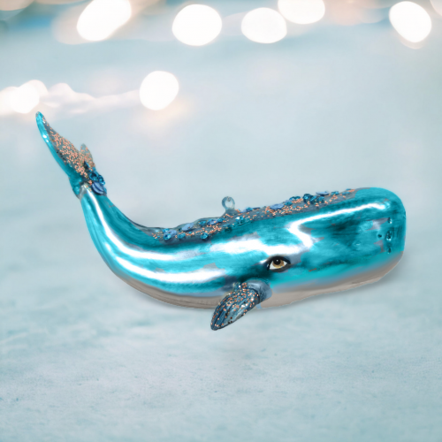 Blue Whale Ornaments Set Of 2 Coastal Christmas Decor *SHIPS WITHIN 10 DAYS*