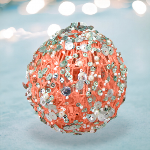 Coral Mesh Ball Ornament Coastal Christmas Decor *SHIPS WITHIN 10 DAYS*