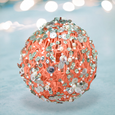 Coral Mesh Ball Ornament Coastal Christmas Decor *SHIPS WITHIN 10 DAYS*