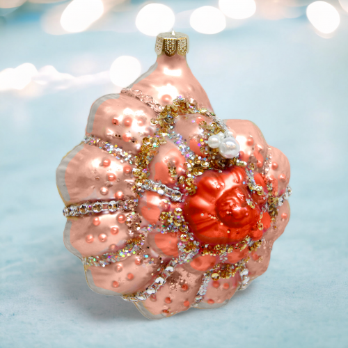 Large Coral Round Spiral Shell Ornament Coastal Christmas Decor *SHIPS WITHIN 10 DAYS*