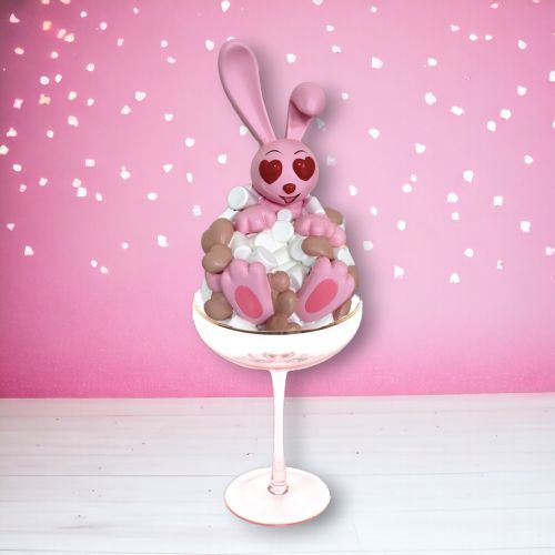 PRE-ORDER Pink Bunny In Glass Valentines Day Decor *SHIPS 1/2026* NEW 2026