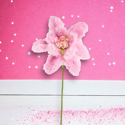 15&quot; Pink Fur Flower Stem Valentines Day Decor *SHIPS WITHIN 10 DAYS* NEW 2025