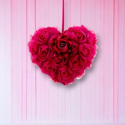 9&quot; Pink Rose Heart Ornament Valentines Day Decor *SHIPS WITHIN 10 DAYS* NEW 2025