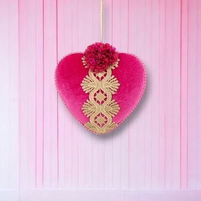 6&quot; Pink/Gold Heart Ornament Valentines Day Decor NEW 2025