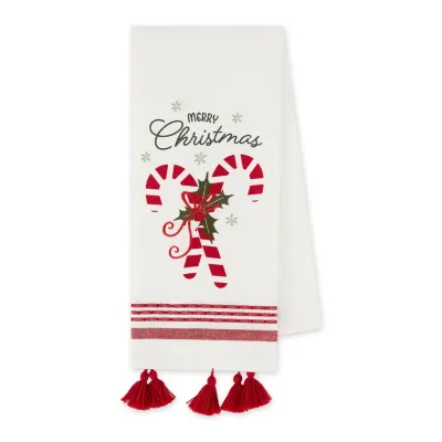 Merry Christmas Candy Canes Embellished Dishtowel Kitchen Accents