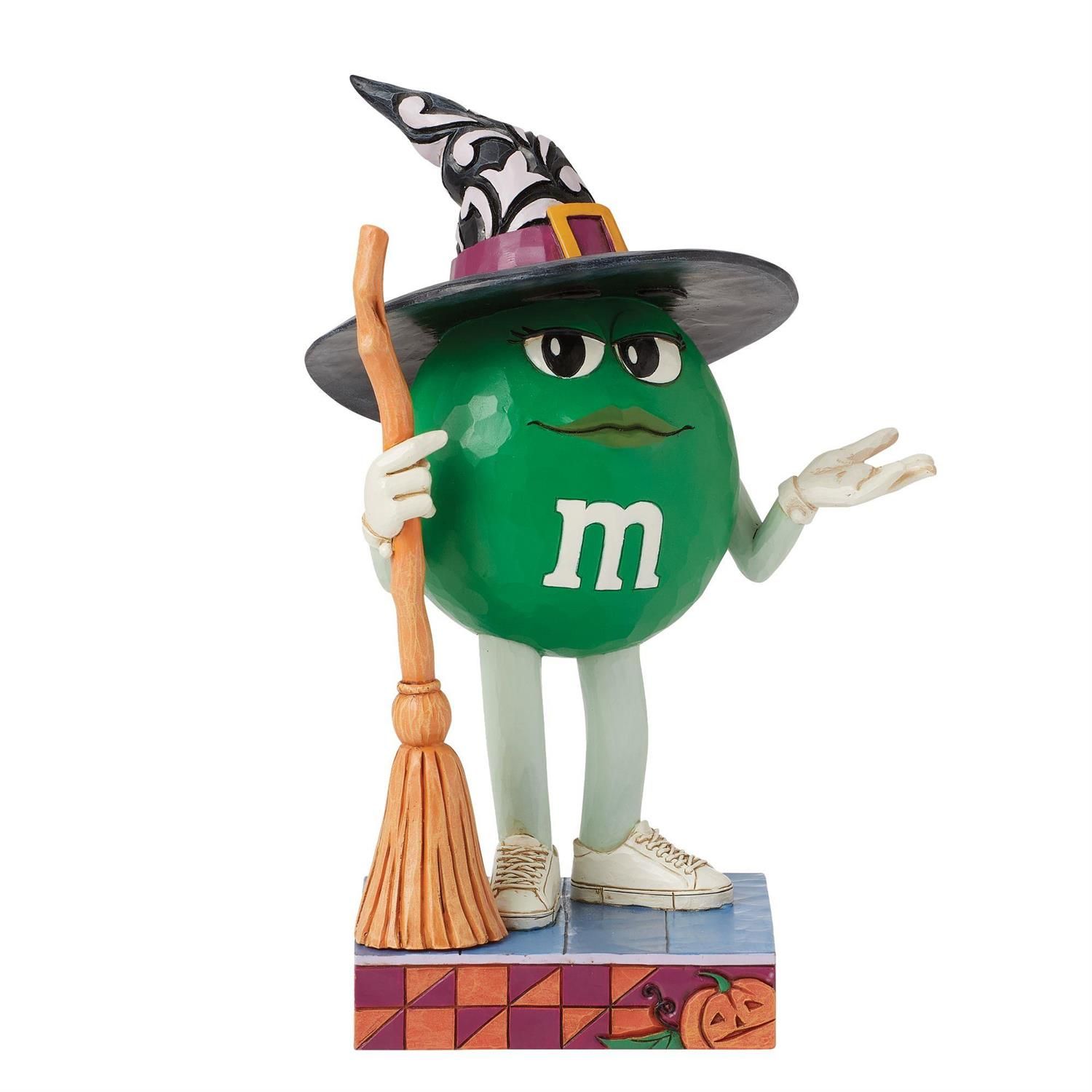 Green M&amp;M Witch with Broom By: M&amp;M&#39;s Jim Shore *SHIPS WITHIN 10 DAYS* NEW 2025