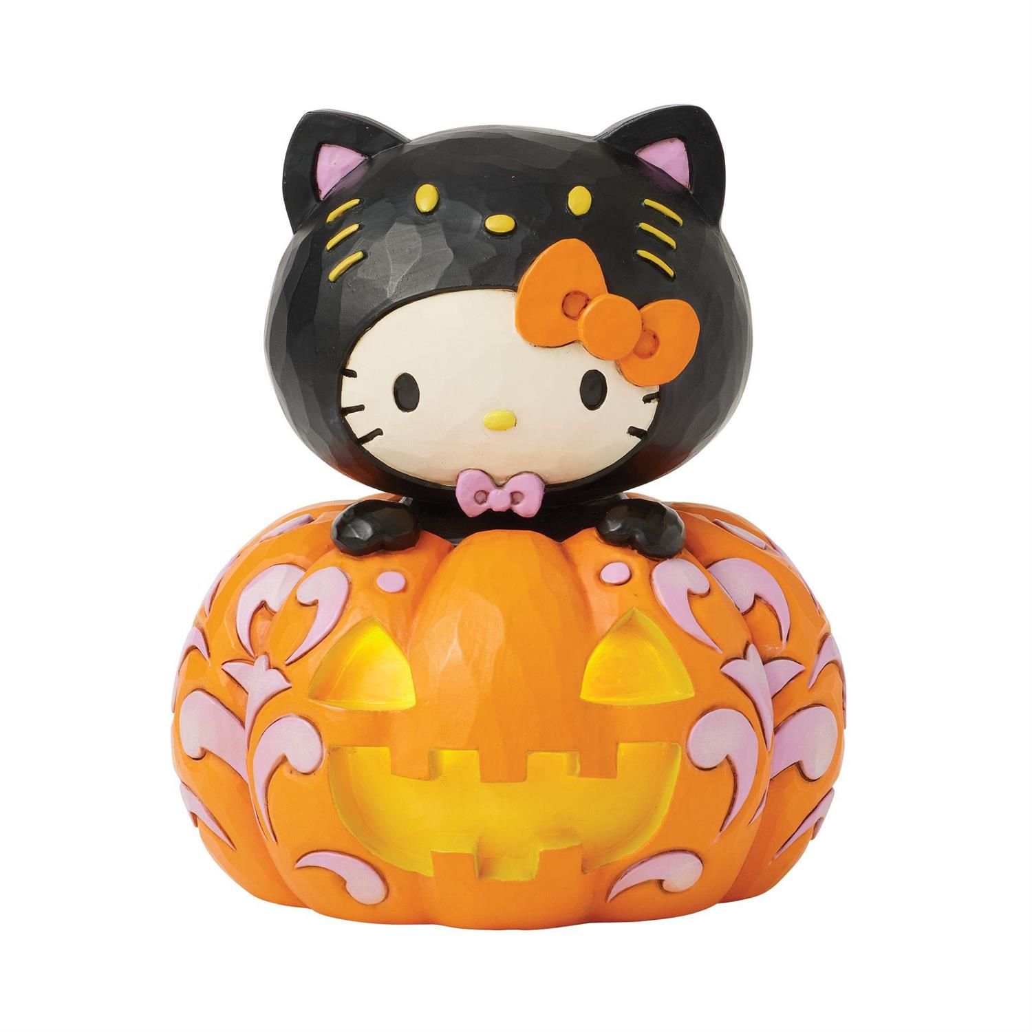 Hello Kitty Black Pumpkin Light-Up LED By: Sanrio Jim Shore *SHIPS WITHIN 10 DAYS* NEW 2025