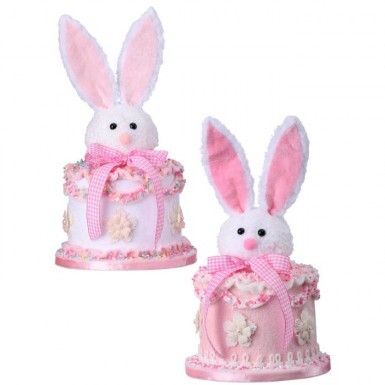 10&quot; FOAM VINTAGE EASTER BUNNY CAKES  SET OF 2 Easter Decor  NEW 2025