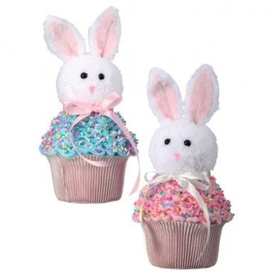 9&quot; FOAM EASTER BUNNY CUPCAKES SET OF 2 Easter Decor NEW 2025