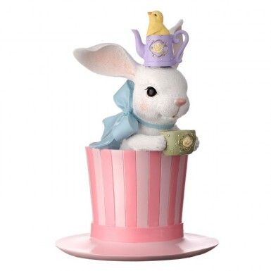 10&quot; RESIN BUNNY WITH TOP HAT Easter Decor NEW 2025