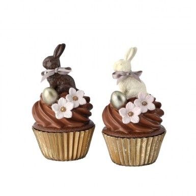 6&quot; RESIN BUNNY TRINKET CUPCAKES SET OF 2 Easter Decor NEW 2025