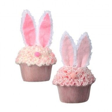 7.5&quot; FOAM BUNNY EAR CUPCAKES SET OF 2 Easter Decor  NEW 2025