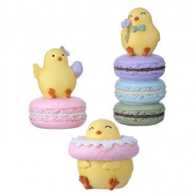 PRE-ORDER: 7&quot; RESIN CHICKS WITH SWEETS SET OF 3 Easter Decor *SHIPS 2/2025* NEW 2025