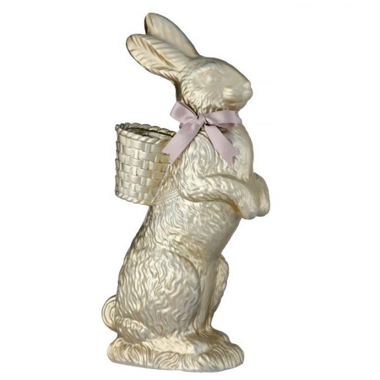 14&quot; GOLD RESIN CHOCOLATE BUNNY WITH BASKET Easter Decor NEW 2025