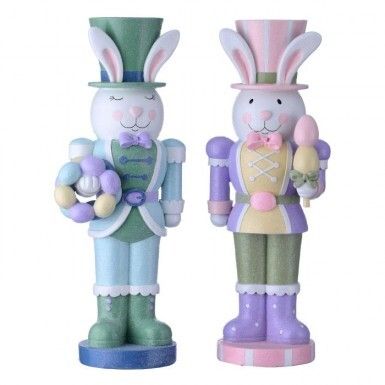 14&quot; RESIN SWEETS BUNNY SOLDIERS SET OF 2 Easter Decor NEW 2025