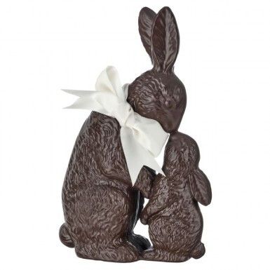 11&quot; CHOCOLATE RESIN CHOCOLATE BUNNY WITH BABY Easter Decor  NEW 2025