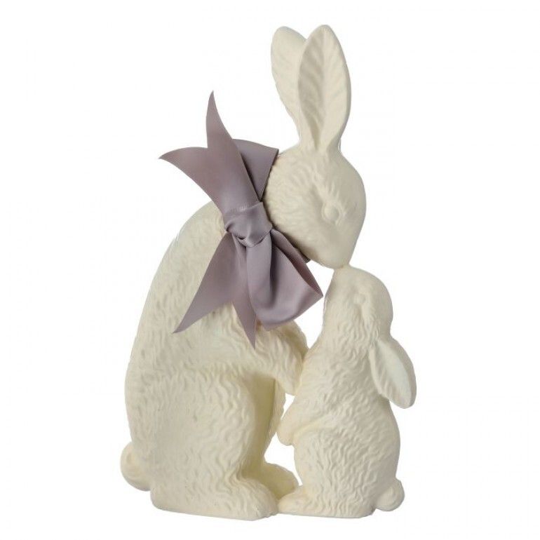 11&quot; IVORY RESIN CHOCOLATE BUNNY WITH BABY Easter Decor NEW 2025