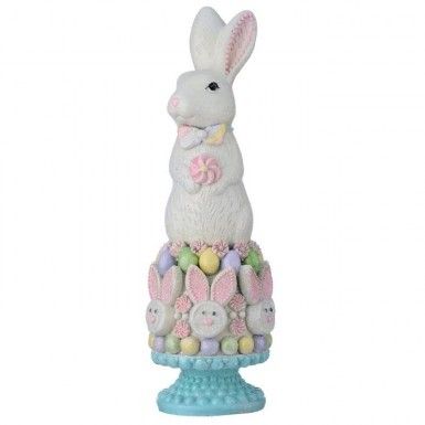 13&quot; RESIN SUGARED CAKE WITH BUNNY Easter Decor NEW 2025