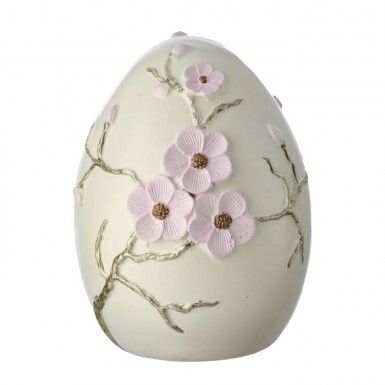 5&quot; RESIN EGG WITH CHERRY BLOSSOM DESIGN Easter Decor NEW 2025