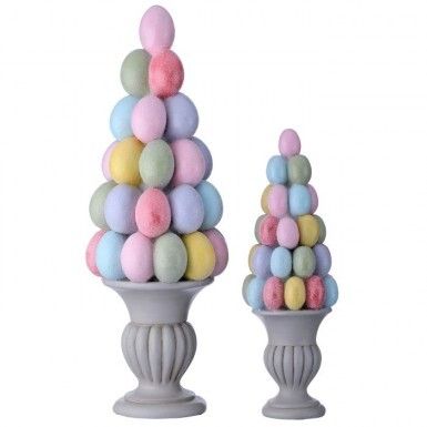 11-16&quot; RESIN EGG TREES WITH FOOTED POT SET OF 2 Easter Decor  NEW 2025