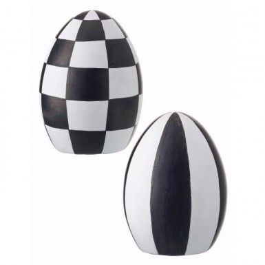 5.5&quot; TERRACOTTA HARLEQUIN EGG Set Of 2 Easter Decor NEW 2025