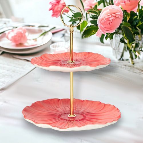 PRE-ORDER: Pink Cosmo 2 Tier Dessert Platter Easter Decor *SHIPS 2/2025* NEW 2025